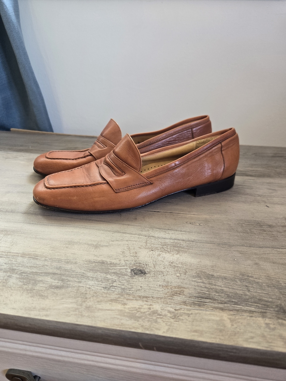 Classic Ladies Penny Loafers in Cognac Leather